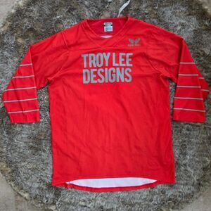 Troy Lee Designs Jersey Pullover Red Men's L Riding 3/4 Sleeve TLD Shirt Pocket